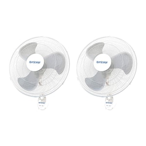 Supreme 18 in. 3 Fan Speeds Wall Fan in White with 90-Degree Oscillation (2-Pack)