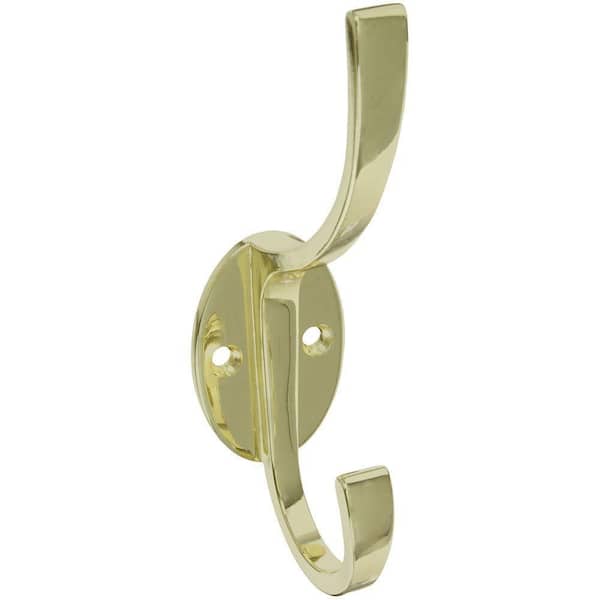 Stanley-National Hardware 5-1/2 in. Polished Brass Modern Coat and Hat Hook