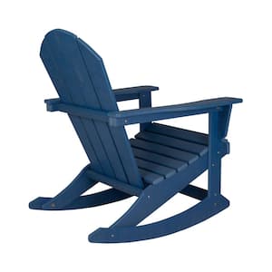 AMOS Navy Blue Outdoor Rocking Poly Adirondack Chair