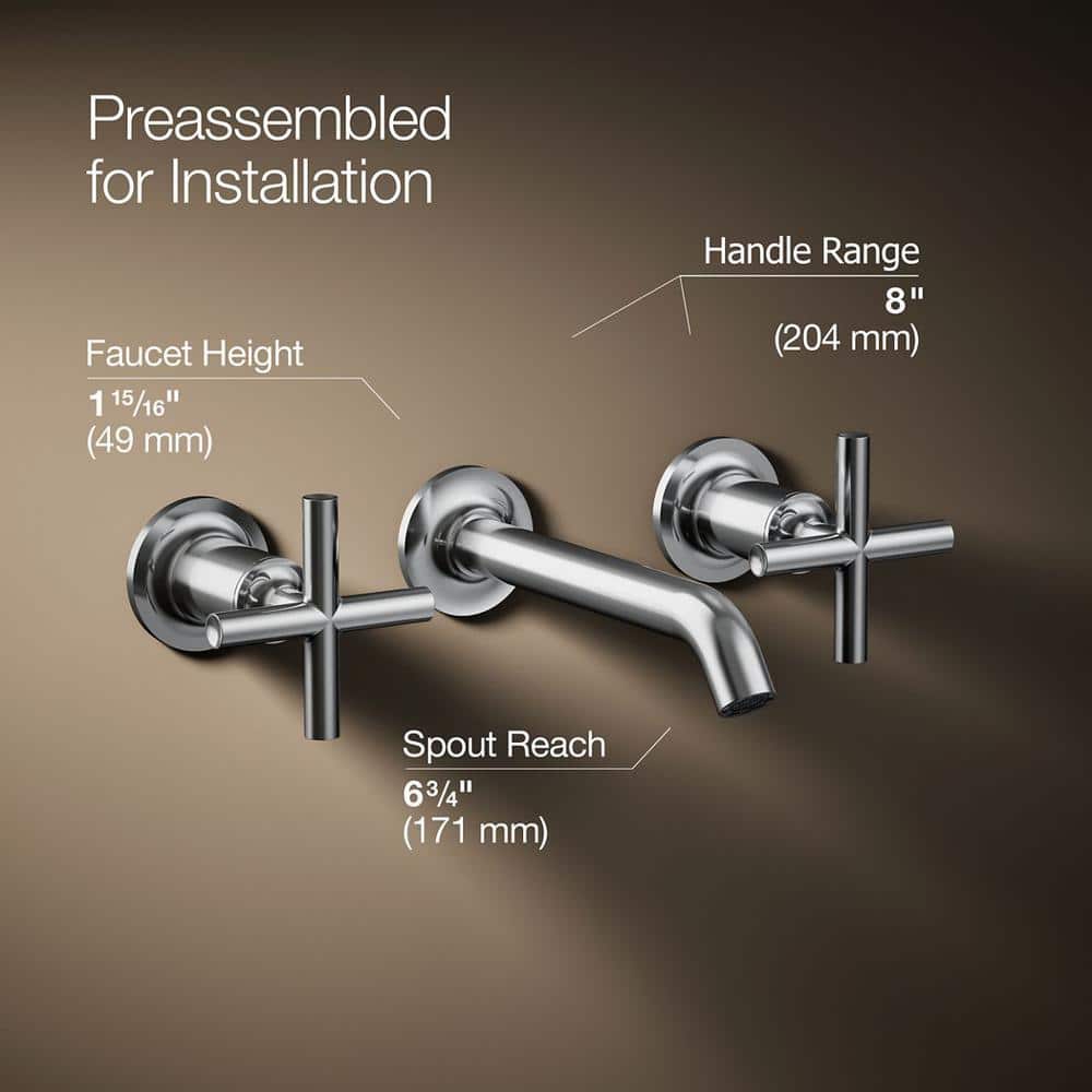 Polished Chrome Wall-Mounted Double Handle Faucet