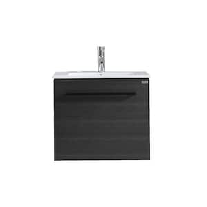 18 in. W x 20 in. H Bath Vanity in Black with MDF Vanity Top in White with White Basin