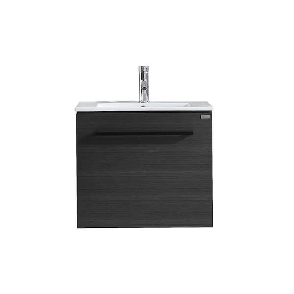 taholi 23.6 in. W x 17.7 in D. x 19.7 in. H Bath Vanity in black with White Top