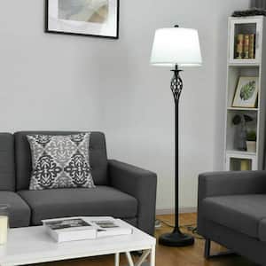 62.5 in. Antique Bronze Dimmable 3-Light Column Table and Floor Lamp Set with Wireless Charging and USB Port (Set of 3)