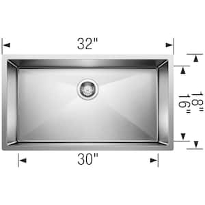 Precision Undermount Stainless Steel 32 in. x 18 in. Single Bowl Kitchen Sink in Satin Polished
