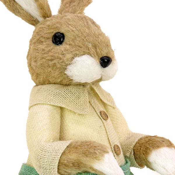National Tree Company 24 in. Teal and Tan Dressed Mr Bunny EG79 