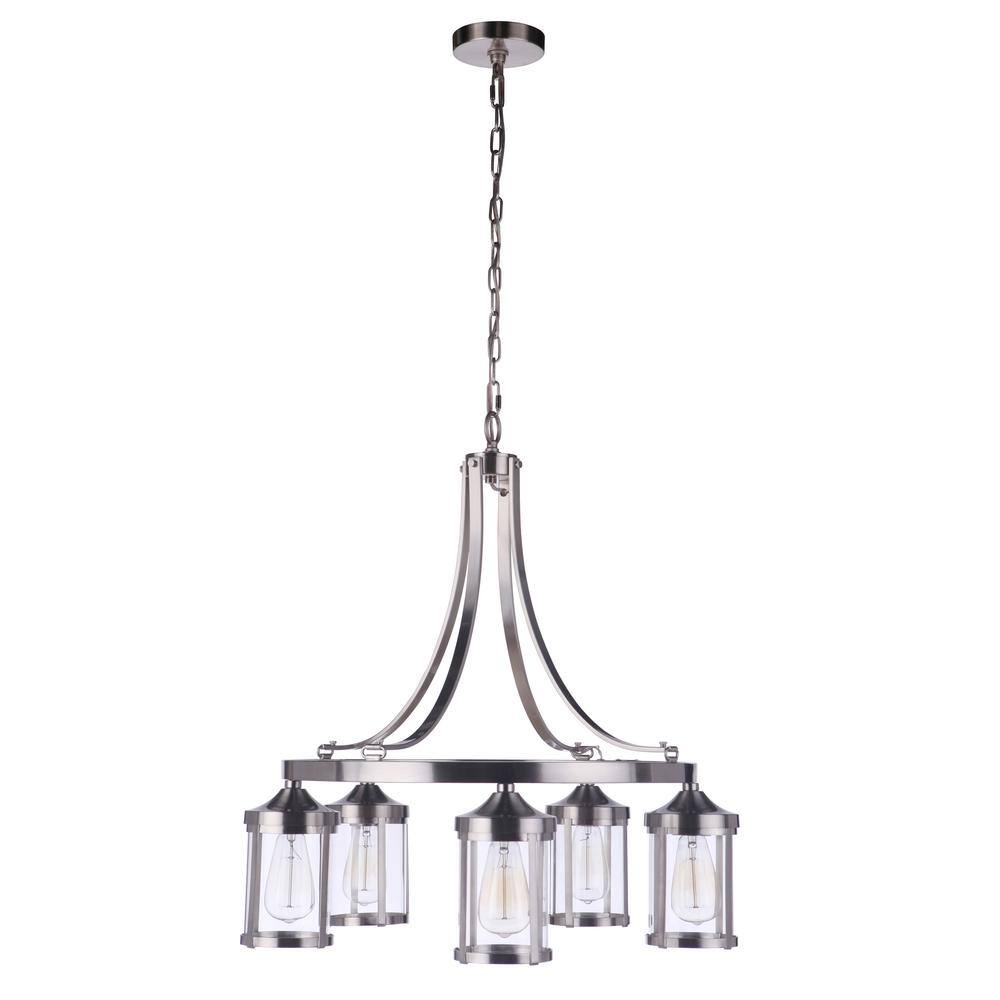 Elliot 5-Light Brushed Nickel Finish with Clear Glass Transitional Chandelier for Kitchen/Dining/Foyer No Bulb Included price history on PriceWatchPro