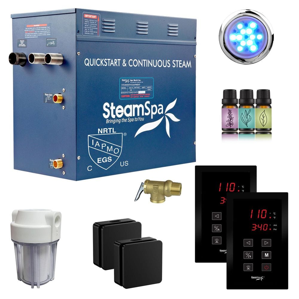 Royal Series 10500-Watt Steam Generator with Continuous Steam, Dual Easy Touch Control Pads, Filter in Matte Black