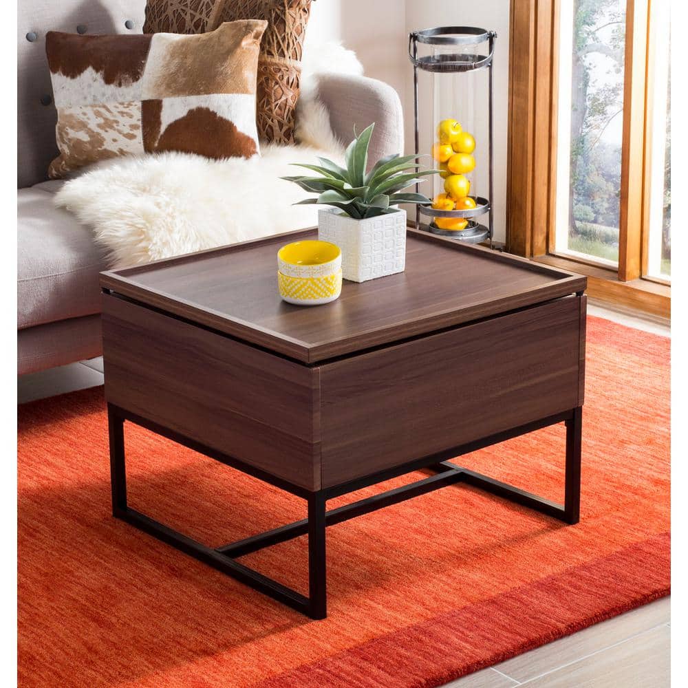 Kristie Dark Oak and Black Square Lift-Top Coffee Table
