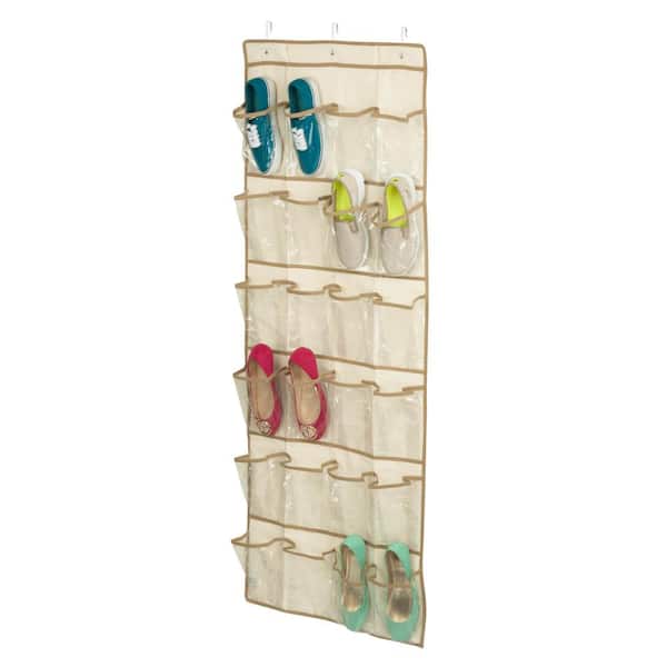 Honey-Can-Do 57 in. H 12-Pair Beige Canvas Hanging Shoe Organizer