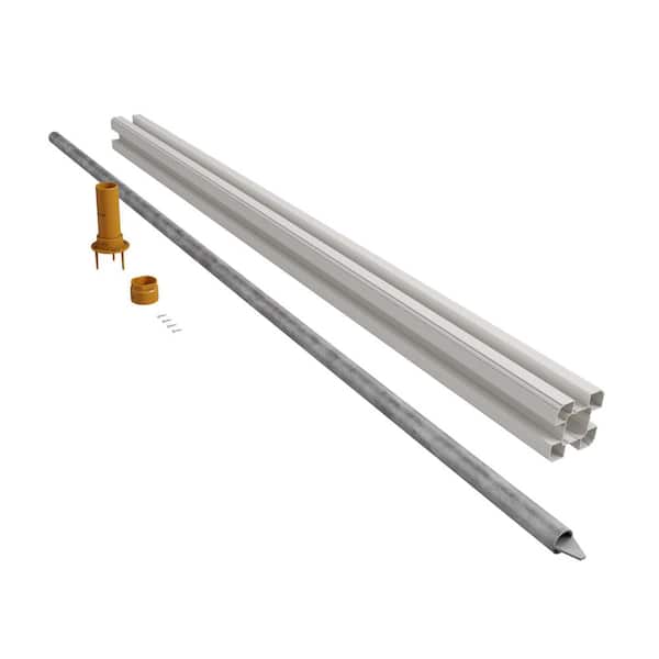 Premium No-Dig 6 ft. H x 4.5 in. x 4.5 in. Line Vinyl Fence Post and Large Anchor (1-Pack)