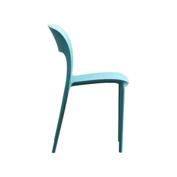 Noble House Katherina Outdoor Plastic Chairs in Teal Blue (Set of 4)