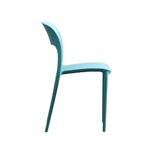 Katherina Teal Armless Faux Rattan Outdoor Dining Chairs (4-Pack)