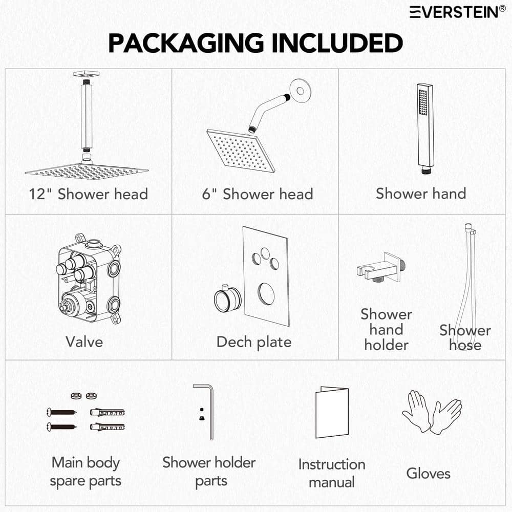 Chrome Dual Showerheads Thermostatic Shower Faucet with Handheld
