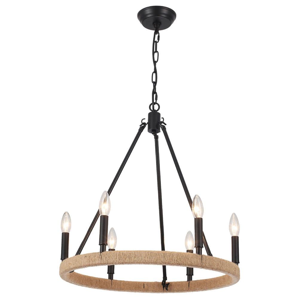 6-Light Black Wagon Wheel Farmhouse Chandelier Candlestick Chandelier for Kitchen Island price history on PriceWatchPro