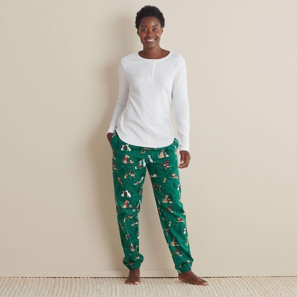 Company Cotton Family Flannel Sleep And Access Women's XX-Large Green Multi Pajama Set