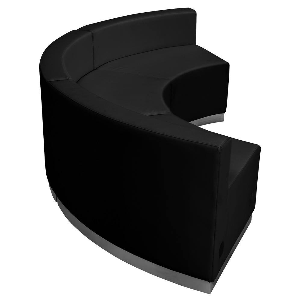Elegant Black Faux Leather 3-Piece Reception Set with Metal Base