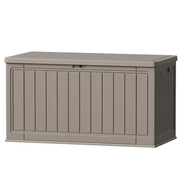 Patiowell 150 Gal. Light Brown Outdoor Waterproof Lockable Deck Box With Dividers