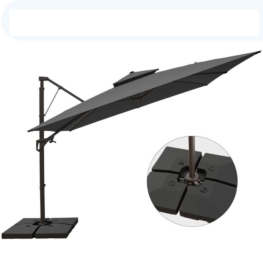 10 ft Square Aluminum Cantilever Patio Umbrella with Base, 360° Rotation, Tilt Adjustment and Protective Cover price history on PriceWatchPro