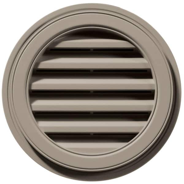 Builders Edge 18 in. x 18 in. Round Brown/Tan Plastic Built-in Screen Gable Louver Vent