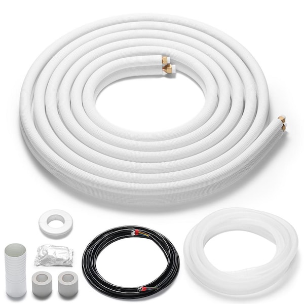 TURBRO 25 ft. Mini Split Line Set, 1/4 in. and 5/8 in. O.D. Copper Pipes Tubing, Thickened PE Insulated Coil Copper Line