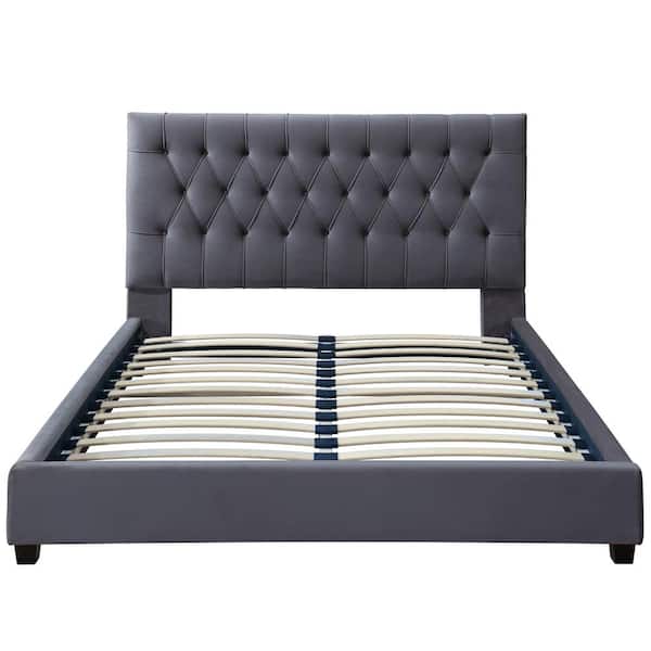 Ashcroft Furniture Co Eldora Gray Solid Wood Frame Queen Size Platform Bed