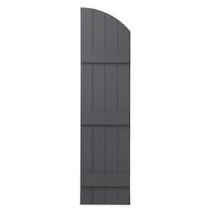 15 in. x 65 in.  Polypropylene Plastic Arch Top Closed Board and Batten Shutters Pair in Gray