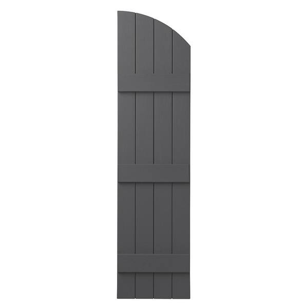 Ply Gem 15 in. x 65 in.  Polypropylene Plastic Arch Top Closed Board and Batten Shutters Pair in Gray