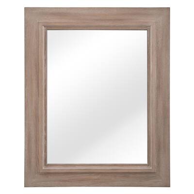 Banks 26 in. W x 32 in. H Single Framed Wall Mirror in Antique Ash Grey