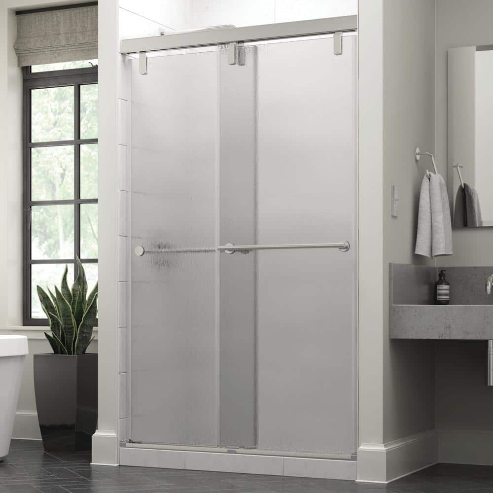 Reviews For Delta Everly 48 In X 71 1 2 In Mod Semi Frameless Sliding Shower Door In Chrome And 3 8 In 10mm Rain Glass Sd The Home Depot