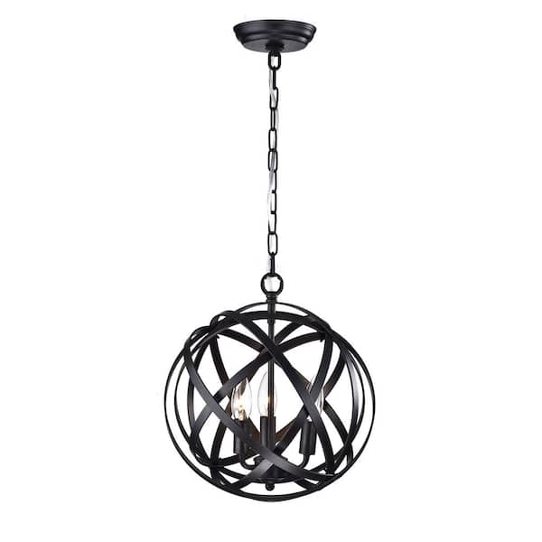 KINWELL 3-Light Black and Brown Finish Chandelier