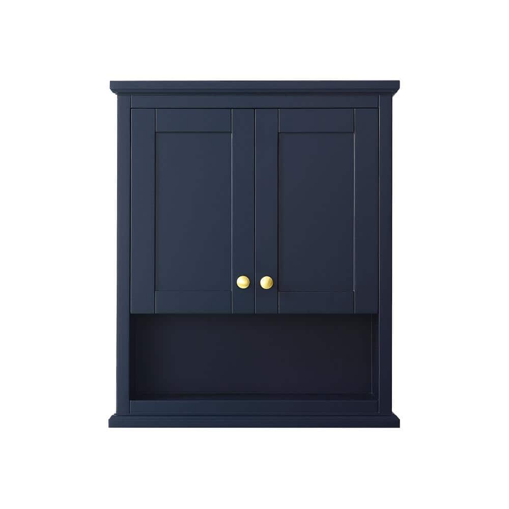 Avery Dark Blue and Gold Solid Wood Wall-Mounted Bathroom Cabinet