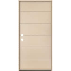 TETON Modern 36 in. x 80 in. Right-Hand/Inswing 6-Grid Solid Panel Unfinished Fiberglass Prehung Front Door