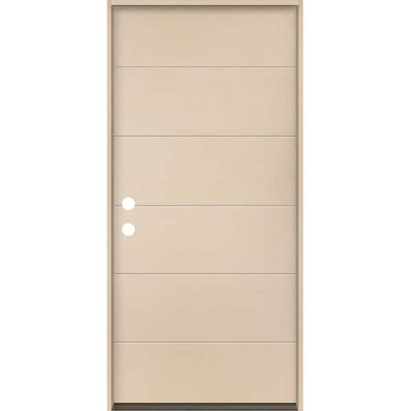 Krosswood Doors TETON Modern 36 in. x 80 in. Right-Hand/Inswing 6-Grid Solid Panel Unfinished Fiberglass Prehung Front Door