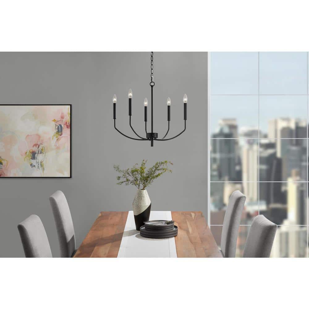 5 Light Matte Black Finish Chandelier price history on PriceWatchPro