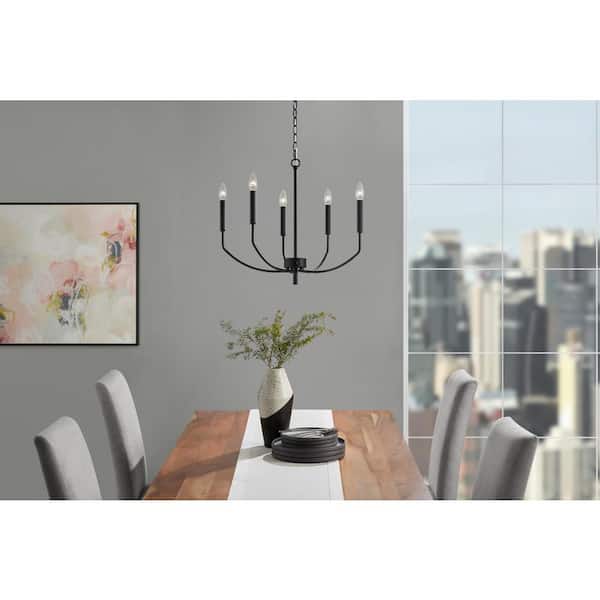 Home Decorators Collection 5 Light Matte Black Finish Chandelier