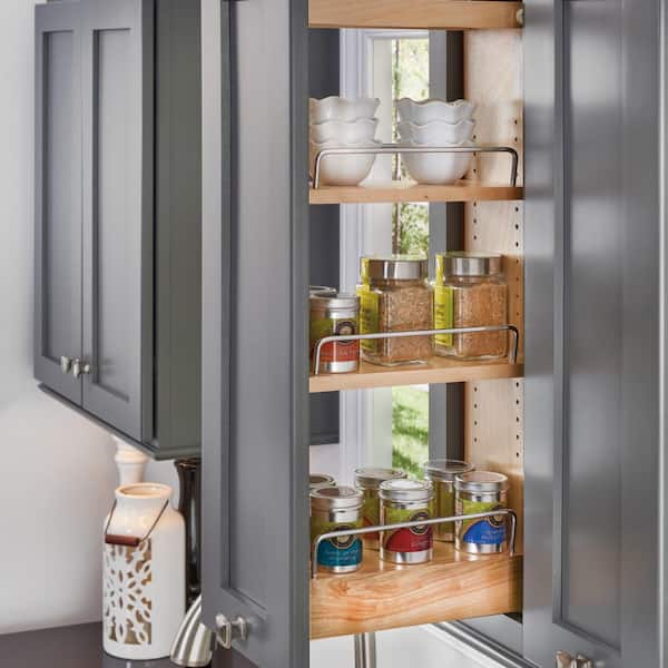 Natural Maple 5 in. Pull Out Kitchen Cabinet Organizer Soft-Close