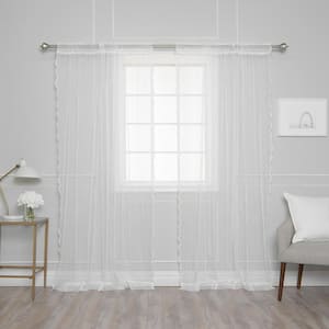 White Polka Dot Lace Rod Pocket Sheer Curtain - 52 in. W x 84 in. L (Set of 2)