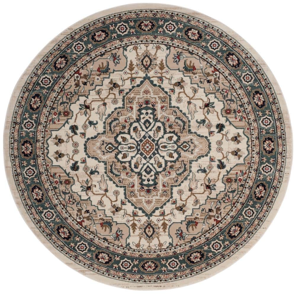 Lyndhurst Cream/Beige 7 ft. x 7 ft. Round Border Area Rug price history on PriceWatchPro
