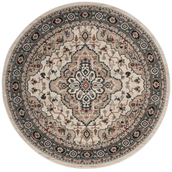 Lyndhurst Cream/Beige 7 ft. x 7 ft. Round Border Area Rug