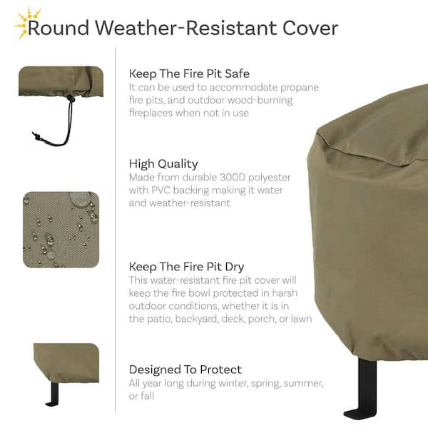 Sunnydaze Fire Pit Cover Heavy-duty Round Khaki Waterproof 300D Polyester - 30 Sunnydaze Fire Pit Cover Heavy-duty Round Khaki Waterproof 300D Polyester - 30