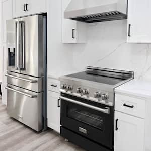 30 in. Freestanding Electric Range with 4 Burner Elements Induction Cooktop with Black Matte Door in Stainless Steel