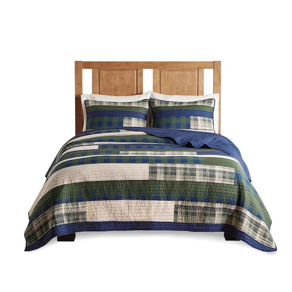 Woolrich Spruce Hill 3-Piece Green Cotton King/Cal King Oversized Mini Quilt Set