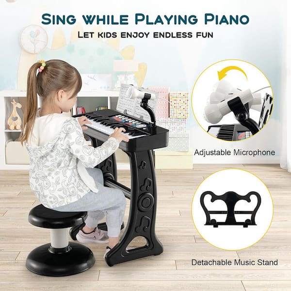 Giocattolo con tastiera di pianoforte per bambini a 37 tasti GymaxGiocattolo con tastiera di pianoforte per bambini a 37 tasti Gymax  