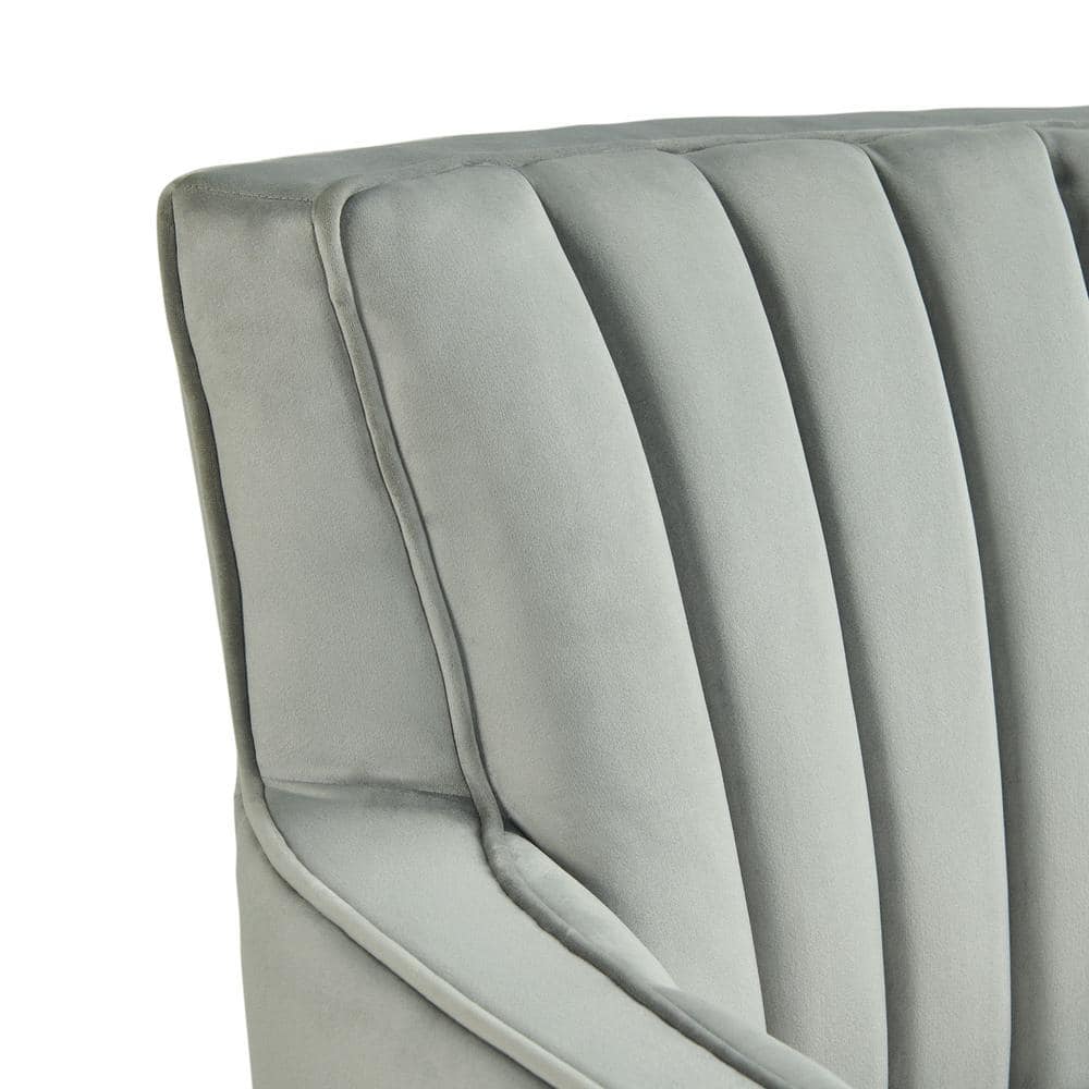 Contemporary Royale Gun Metal Velvet Swivel Accent Chair