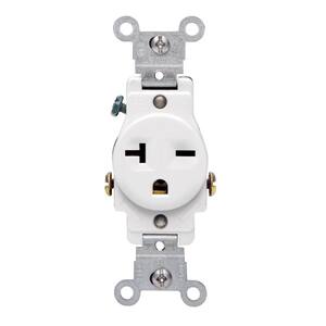 20 Amp Commercial Grade Double-Pole Single Outlet, White