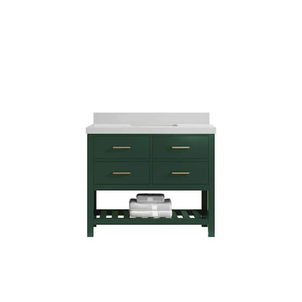 Willow Collections Parker 42 in. W x 22 in. D x 36 in. H Bath Vanity in Lafayette Green with 2 in. Carrara Quartz Top