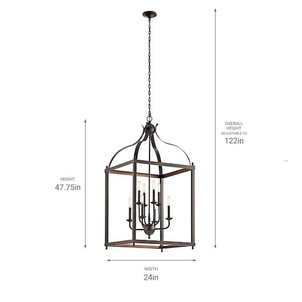KICHLER Larkin 8-Light Olde Bronze Traditional Candle Cage Foyer