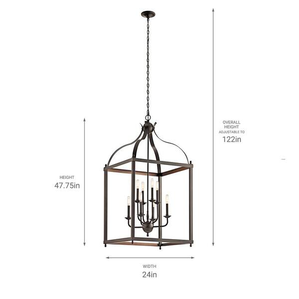 Kichler Larkin 8-Light Olde Bronze Transitional Cage Large Hanging Pendant Light