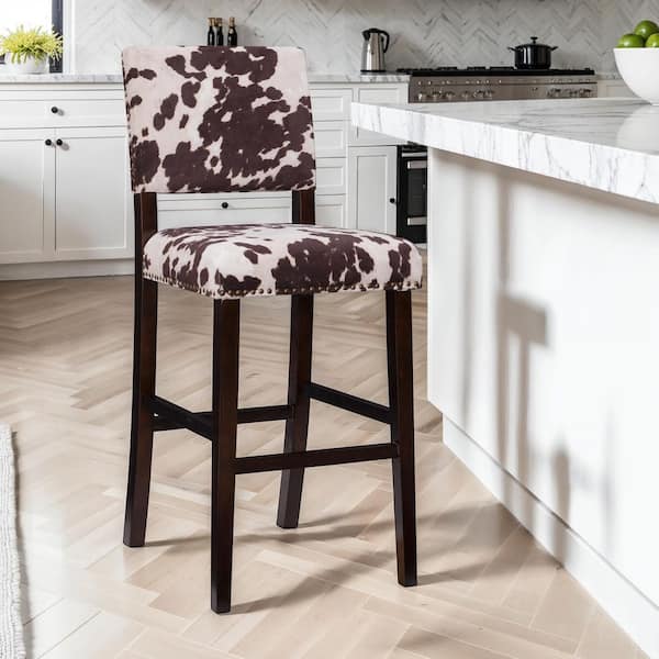 Linon Home Decor Carolyn 30 Brown High Back Wood Counter Stool