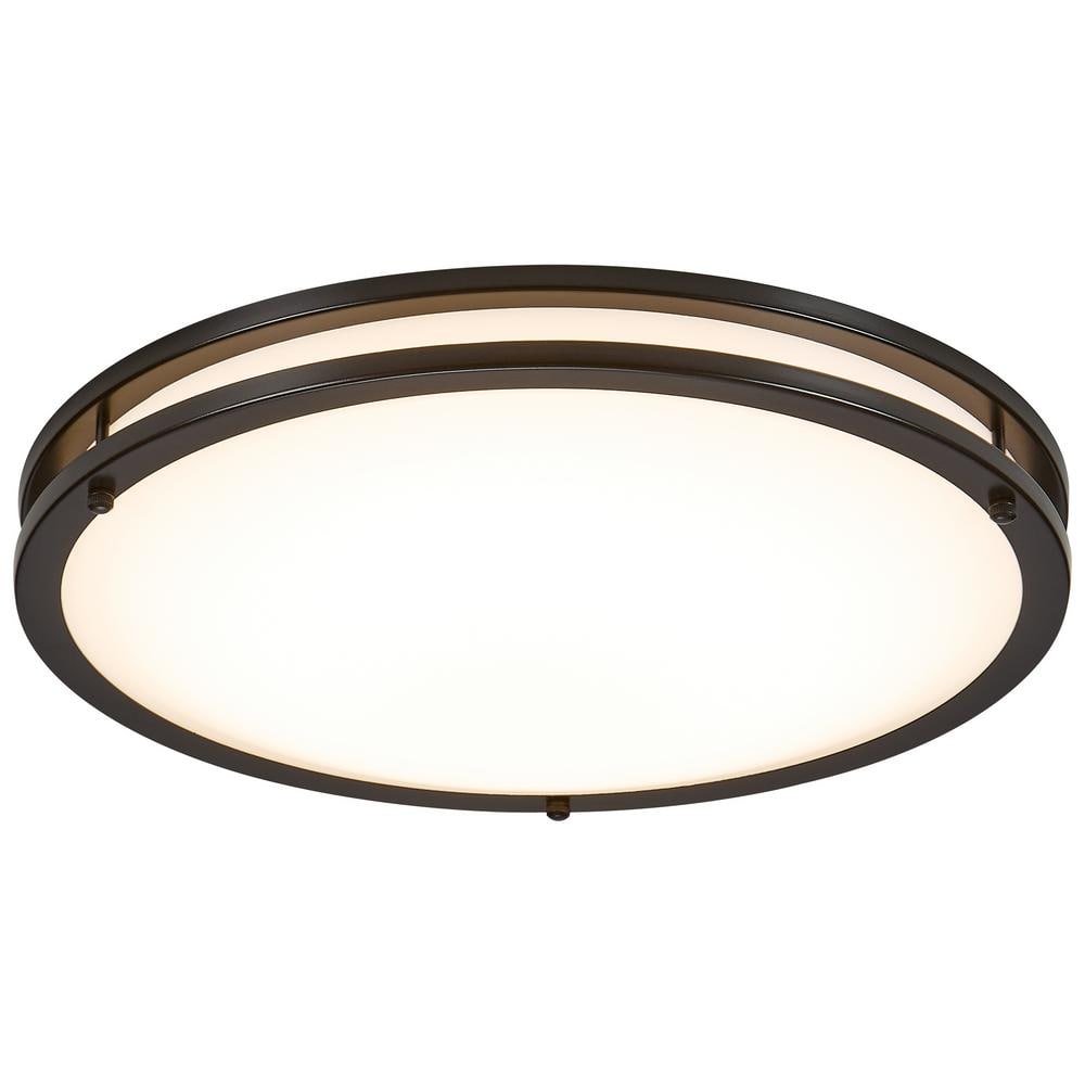 16-inch Black Aluminum LED Flush Mount Ceiling Light